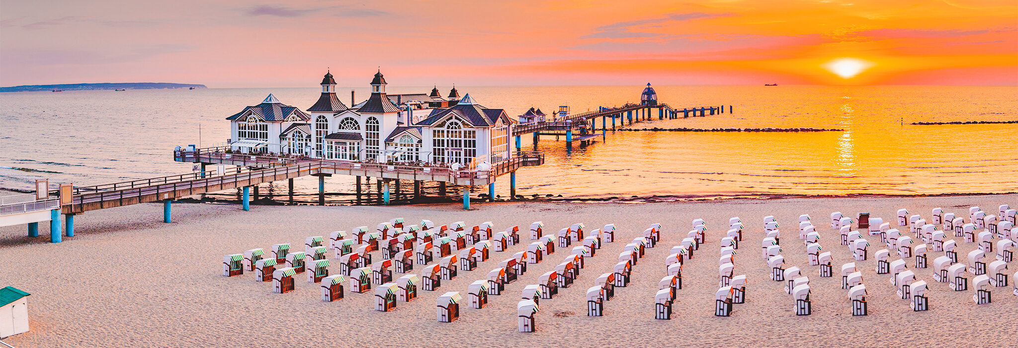 Sellin Seebrücke Sonnenuntergang Strand