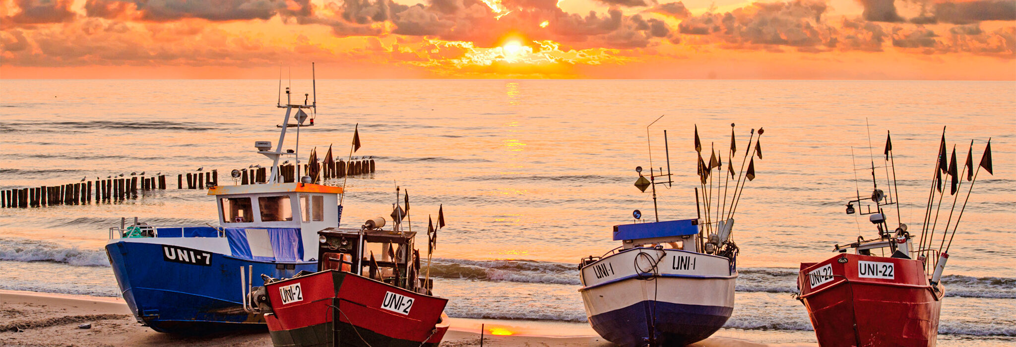Ostsee Polen, Misdroy Boote am Strand
